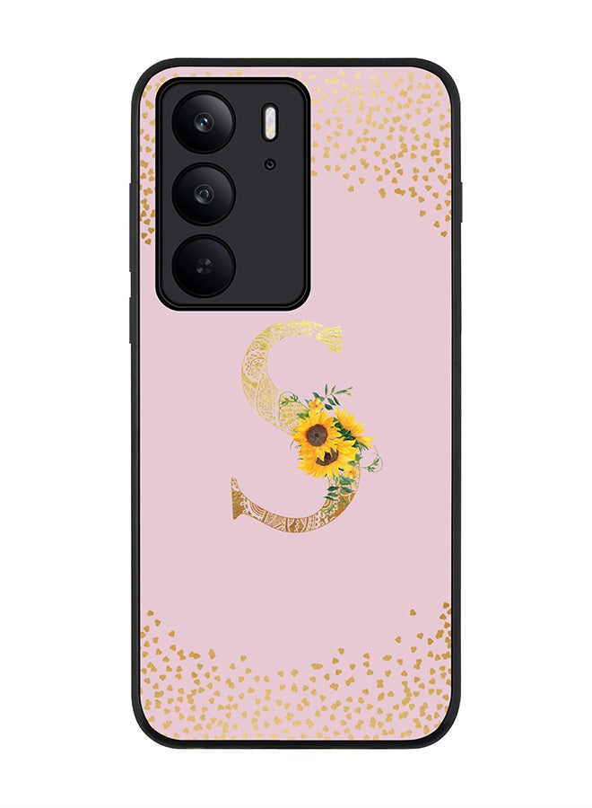 For Realme C75x / C75 4G Case,Slim fit Camera Protection, Shockproof Thin Phone cover  - Custom Floral Monogram - S  (Pink )